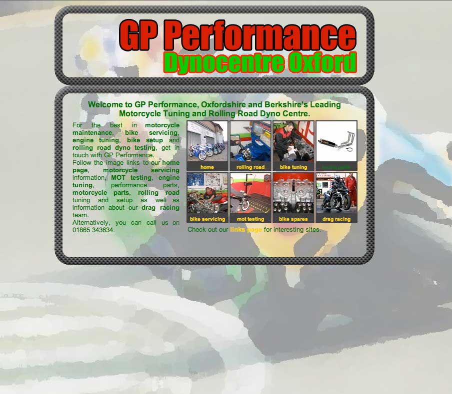 Image of GP Performance's website was one of our longest standing successes